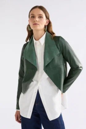 Feine Lederjacke in Milan Green