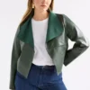 Feine Lederjacke in Milan Green