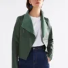 Feine Lederjacke in Milan Green