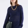 Fjer-Pullover in leuchtendem Marineblau