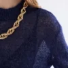 Fjer-Pullover in leuchtendem Marineblau