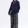 Fjer-Pullover in leuchtendem Marineblau