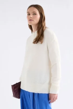 Fjer-Pullover Off-White