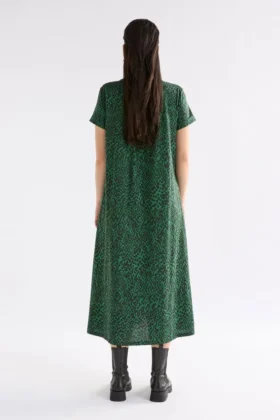 Haki-Kleid mit grünem Sinda-Print Haki-Kleid mit grünem Sinda-Print