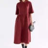 Leichtes Leinenkleid Bordeaux