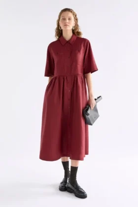 Leichtes Leinenkleid Bordeaux