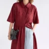Leichtes Leinenkleid Bordeaux