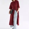Leichtes Leinenkleid Bordeaux