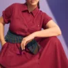 Leichtes Leinenkleid Bordeaux
