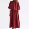 Leichtes Leinenkleid Bordeaux