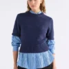 Luft Lurex-Strickoberteil Navy Copper