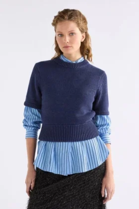 Luft Lurex-Strickoberteil Navy Copper