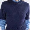 Luft Lurex-Strickoberteil Navy Copper