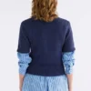 Luft Lurex-Strickoberteil Navy Copper
