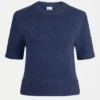 Luft Lurex-Strickoberteil Navy Copper