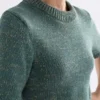Luft-Lurex-Strickoberteil Salbei-Gold