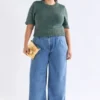 Luft-Lurex-Strickoberteil Salbei-Gold