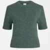 Luft-Lurex-Strickoberteil Salbei-Gold