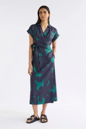 Minnen-Wickelkleid mit Tera-Print