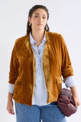 Samt Weiche Blazerjacke Golden