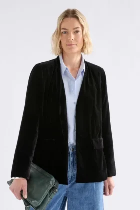 Samtweiche Blazerjacke in Schwarz